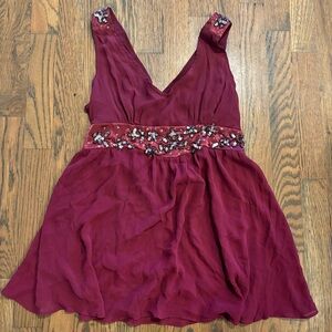 y2k burgundy beaded waistband top from the brand timing